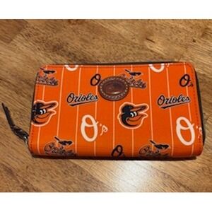 Dooney & Bourke Baltimore Orioles MLB Zip Around Wallet Orange Pinstripe Logo